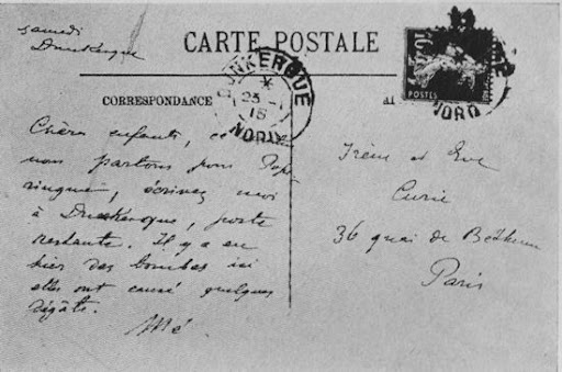 Archives du Musée Curie, AIR-LC-MC / 4389. Primera página de la carta enviada por Pierre Malraison a Madame Curie, 7 de marzo de 1920